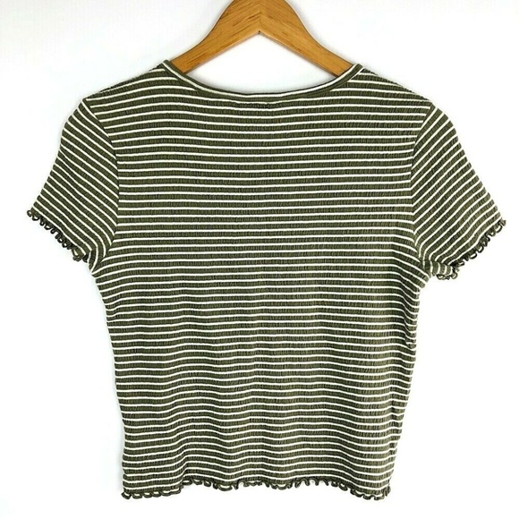American Eagle Green Striped Lettuce Babydoll Top - Picture 2 of 5